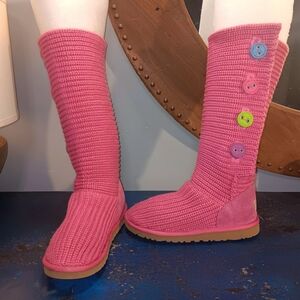 UGG Pink Knit Boots
